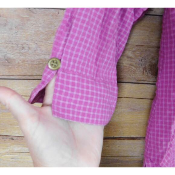 Sarah Bentley Shirt Large Purple Plaid Long Sleeve Button Down - Picture 3 of 7